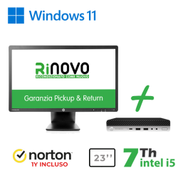 PC HP 600-800 G3 ULTRA MINI PC DM INTEL i5-7GEN 16GB RAM 512GB SSD WIN 11 PRO + MONITOR HP 23