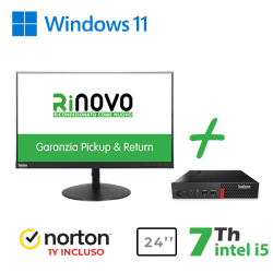 MINI PC LENOVO TINY M710Q INTEL i5-7GEN 8GB RAM 256GB SSD WIN 11 PRO + NORTON + MONITOR LENOVO 22