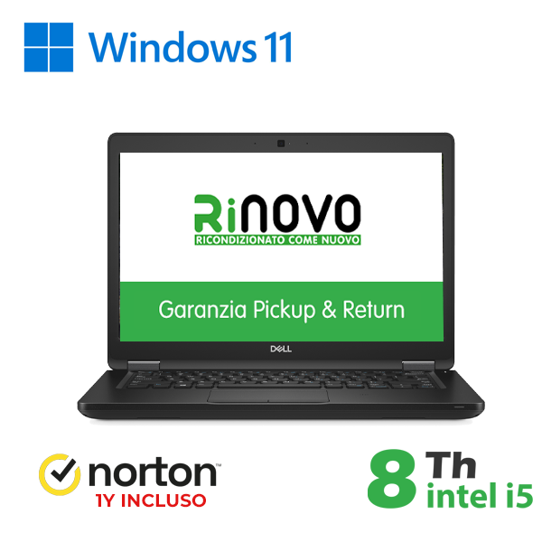 NOTEBOOK DELL LATITUDE E5490 14" INTEL i5-8GEN 8GB RAM 256GB SSD WINDOWS 11 PRO + NORTON ANTIVIRUS cod.RN42522312