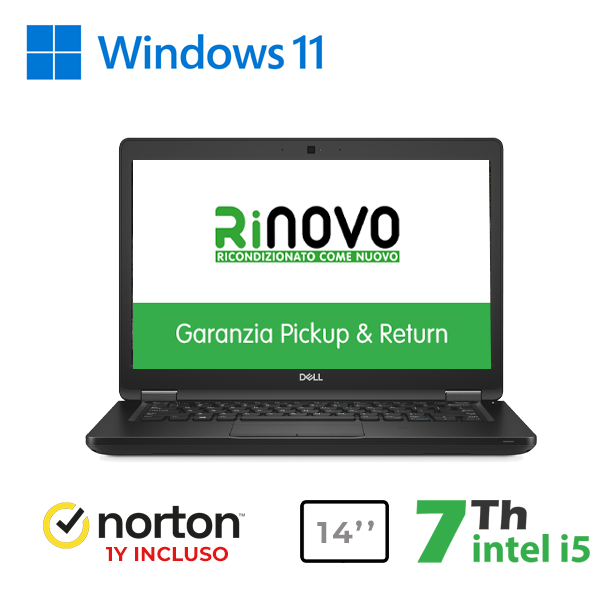 NOTEBOOK DELL LATITUDE E5490 14" INTEL i5-7GEN 16GB RAM 256GB SSD HDMI WINDOWS 11 PRO + NORTON ANTIVIRUS cod.RN42532311