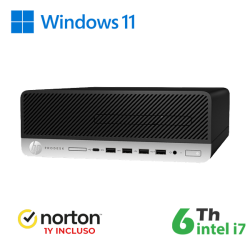 PC HP 600-800 G3 SFF INTEL i7-6GEN 16GB RAM 256GB SSD WIN 11 PRO UPG + NORTON ANTIVIRUS cod.RN64632311