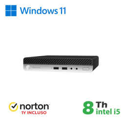 MINI PC HP 400 G4 INTEL i5-8GEN 16GB RAM 256GB SSD WIN 11 PRO UPG + NORTON ANTIVIRUS cod.RN65532312