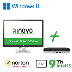 ULTRA MINI PC DM HP 600-800 G5 ULTRA MINI PC DM INTEL i5-9GEN 16GB RAM 512GB SSD WIN 11 PRO + NORTON 1ANNO + MONITOR HP E242 24