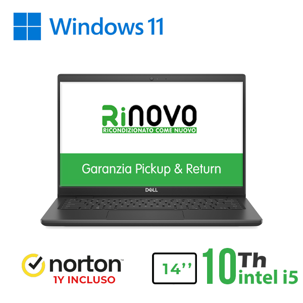 NOTEBOOK DELL LATITUDE 3410 14" INTEL i5-10GEN 8GB RAM 256GB SSD HDMI WINDOWS 11 PRO + NORTON ANTIVIRUS cod.RN42522313