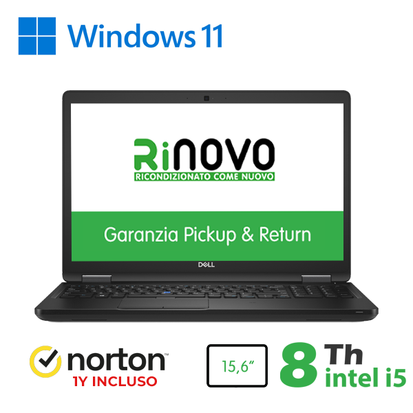 NOTEBOOK DELL LATITUDE 5590 15,6" INTEL i5-8GEN 16GB RAM 512GB SSD HDMI WINDOWS 11 PRO + NORTON ANTIVIRUS cod.RN42534313