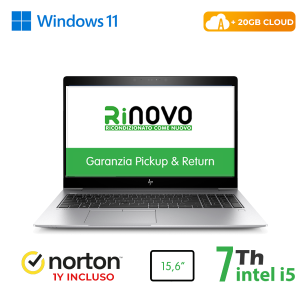 NOTEBOOK HP 850 G5 15,6" INTEL i5-7GEN 16GB RAM 256GB SSD WINDOWS 11 PRO + NORTON ANTIVIRUS + 20GB CLOUD cod.RN62532312