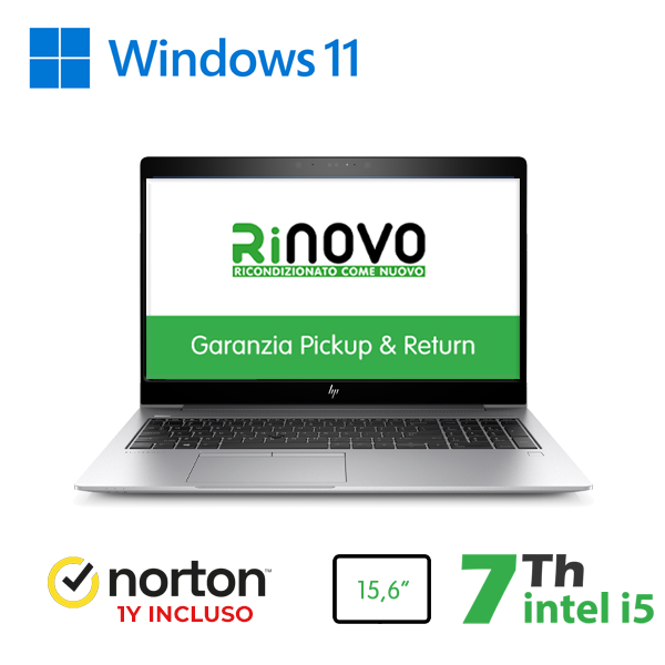 NOTEBOOK HP 850 G5 15,6" INTEL i5-7GEN 16GB RAM 256GB SSD WINDOWS 11 PRO + NORTON ANTIVIRUS cod.RN62532312