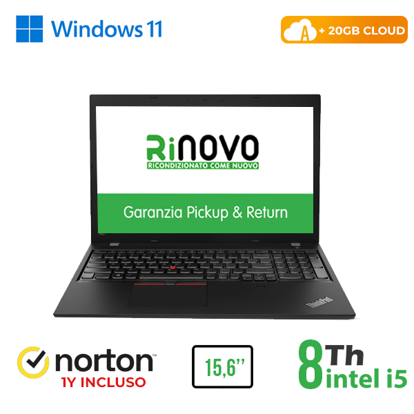 NOTEBOOK LENOVO L580 15,6" INTEL i5-8GEN 8GB RAM 256GB SSD WINDOWS 11 PRO + NORTON ANTIVIRUS + 20GB CLOUD cod.RN82522312