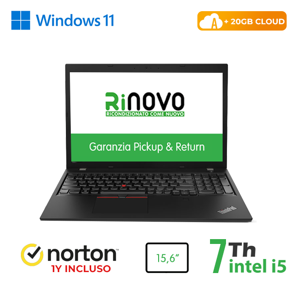 NOTEBOOK LENOVO L580 15,6" INTEL i5-7GEN 8GB RAM 256GB SSD WINDOWS 11 PRO + NORTON ANTIVIRUS + 20GB CLOUD cod.RN82522313