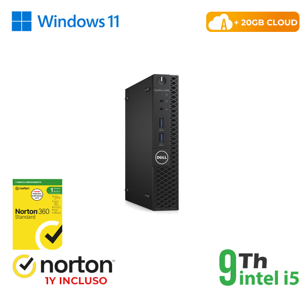 Mini PC DELL Optiplex 3050-7050M INTEL i5-9GEN 8GB RAM 256GB SSD WIN 11 PRO + NORTON ANTIVIRUS + 20GB CLOUD cod.RN45522312