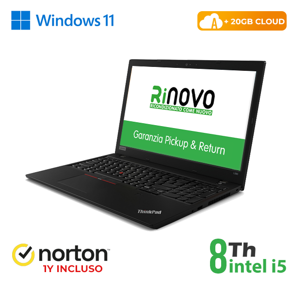 NOTEBOOK LENOVO L590 15,6" INTEL i5-8GEN 8GB RAM 256GB SSD WINDOWS 11 PRO + NORTON ANTIVIRUS + 20GB CLOUD cod.RN82522315
