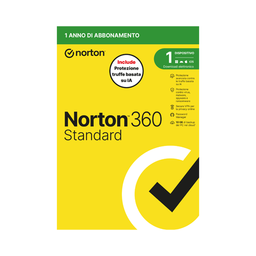 NORTON 360 STANDARD LICENZA 12 MESI PER UN DISPOSITIVO