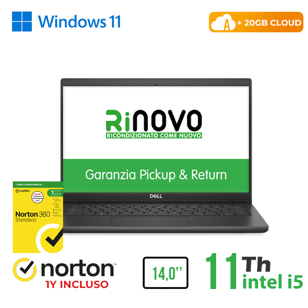NOTEBOOK DELL LATITUDE 3420-5420 14" INTEL i5-11GEN 8GB RAM 256GB SSD WINDOWS 11 PRO + 20GB CLOUD + NORTON ANTIVIRUS cod.RN42522317
