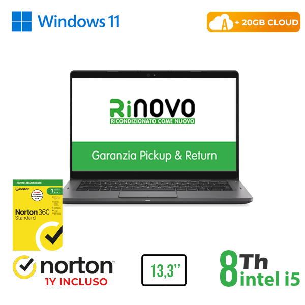 NOTEBOOK DELL 5300 G5 13,3" INTEL i5-8GEN 16GB RAM 256GB SSD WINDOWS 11 PRO + NORTON ANTIVIRUS + 20GB CLOUD cod.RN42532317