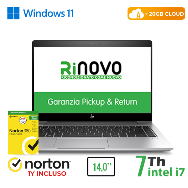 NOTEBOOK HP 840 G5 14" INTEL i7-8GEN 8GB RAM 256GB SSD WINDOWS 11 PRO + 20GB CLOUD + NORTON 360 cod.RN62622311
