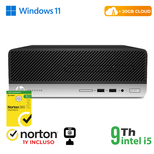 PC HP 400-600 G5 SFF INTEL i5-9GEN 8GB RAM 256GB SSD WIN 11 PRO + NORTON ANTIVIRUS + 20GB CLOUD + WEBCAM cod.RN64522381