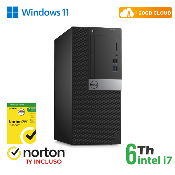PC DELL Optiplex 3040 TOWER INTEL i7-6GEN 16GB RAM 256GB SSD HDMI WIN 11 PRO + 20GB CLOUD + NORTON ANTIVIRUS cod.RN41632311