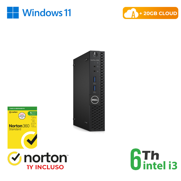 Mini PC DELL Optiplex 3050M INTEL i3-6GEN 8GB RAM 256GB SSD WIN 11 PRO + NORTON ANTIVIRUS + 20GB CLOUD cod.RN45422311