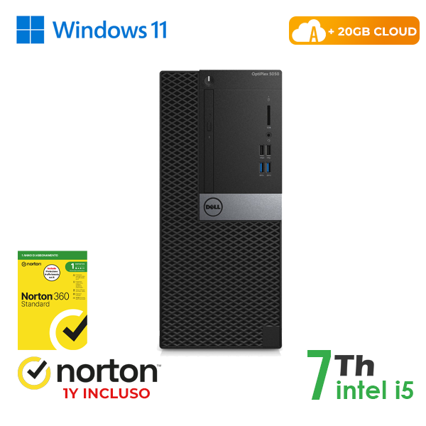 PC DELL TOWER Optiplex 5050-7050 INTEL i5-7GEN 16GB RAM 128GB SSD + 500GB HD WIN 11 PRO + 20GB CLOUD + NORTON ANTIVIRUS cod.RN41534311