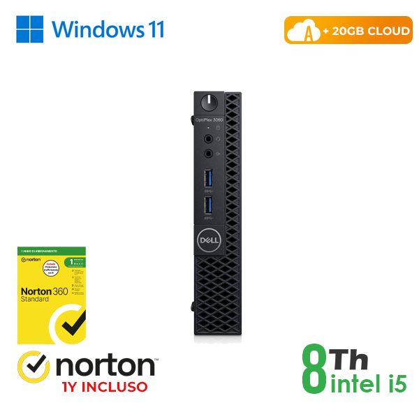 Mini PC DELL Optiplex 3060-5060M INTEL i5-8GEN 16GB RAM 128GB SSD HDMI WIN 11 PRO + NORTON 360 + 20GB CLOUD cod.RN45531312