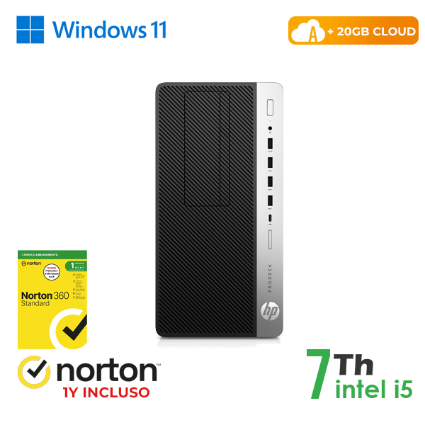 PC HP TOWER 600-800 G3 INTEL i5-7GEN 16GB RAM 128GB SSD + 500GB HD WIN 11 PRO + 20GB CLOUD + NORTON ANTIVIRUS cod.RN61534313
