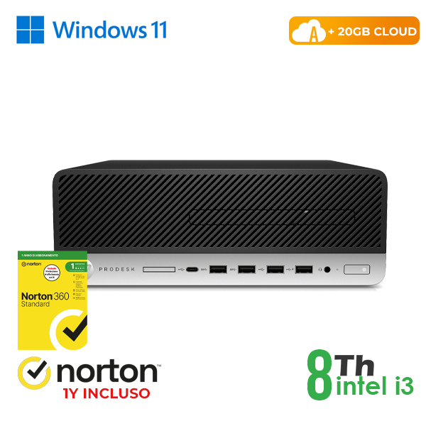 PC HP 600-800 G5 SFF INTEL i3-8GEN 8GB RAM 256GB SSD WIN 11 PRO UPG + CLOUD 20GB + NORTON 360 cod.RN64422313