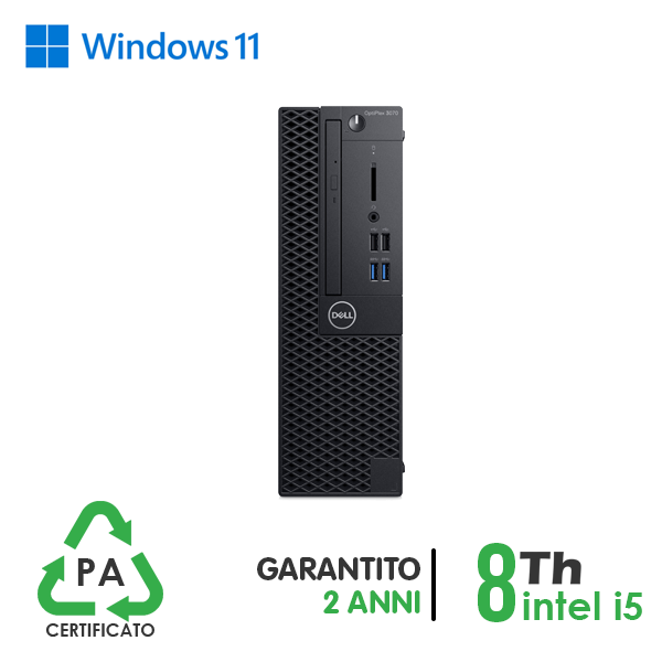 PC DELL SFF Optiplex 3070-5070 INTEL i5-8GEN 8GB RAM 256GB SSD WIN 11 PRO CERTIFICATO PER PA GARANZIA 24MESI cod.PA44522211