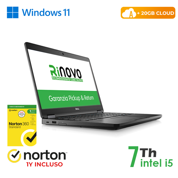 NOTEBOOK DELL LATITUDE E5480 14" INTEL i5-7GEN 8GB RAM 256GB SSD WINDOWS 11 PRO + 20GB CLOUD + NORTON 360 cod.RN42522321