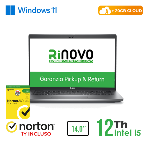 NOTEBOOK DELL LATITUDE 5430 14" INTEL i5-12GEN 16GB RAM 512GB SSD WINDOWS 11 PRO + 20GB CLOUD + NORTON 360 cod.RN42534318