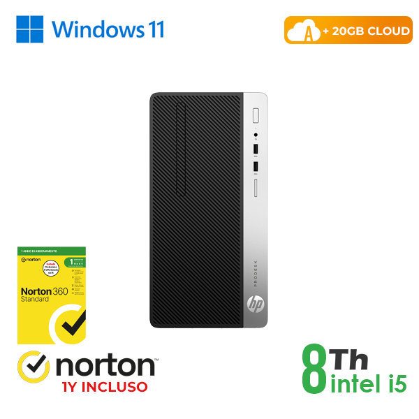 PC HP 400 G4 TOWER INTEL i5-8GEN 8GB RAM 256GB SSD WIN 11 PRO UPG + NORTON ANTIVIRUS + 20GB CLOUD cod.RN61522311