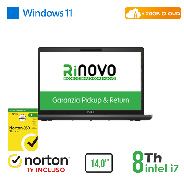 NOTEBOOK DELL LATITUDE 5400 14" INTEL i7-8GEN 16GB RAM 256GB SSD WINDOWS 11 PRO + 20GB CLOUD + NORTON 360 cod.RN42632312