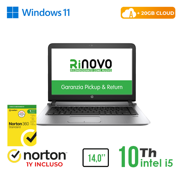 NOTEBOOK HP 440 G7 14" INTEL i5-10GEN 16GB RAM 256GB SSD WINDOWS 11 PRO + 20GB CLOUD + NORTON 360 cod.RN62532315