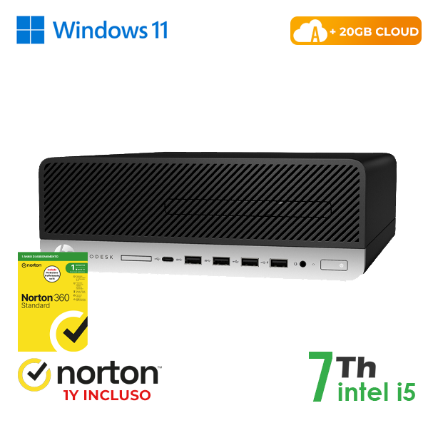 PC HP 600-800 G3 SFF INTEL i5-7GEN 8GB RAM 256GB SSD WIN 11 PRO UPG + CLOUD 20GB + NORTON 360 cod.RN64522311