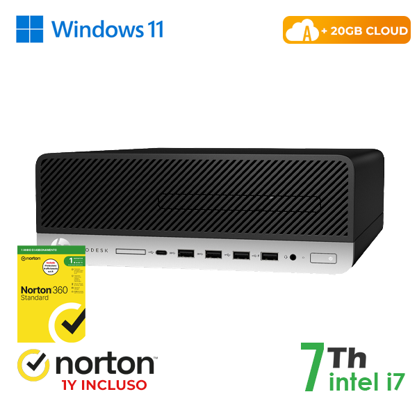PC HP 600-800 G3 SFF INTEL i7-7GEN 8GB RAM 256GB SSD WIN 11 PRO UPG + CLOUD 20GB + NORTON 360 cod.RN64622313